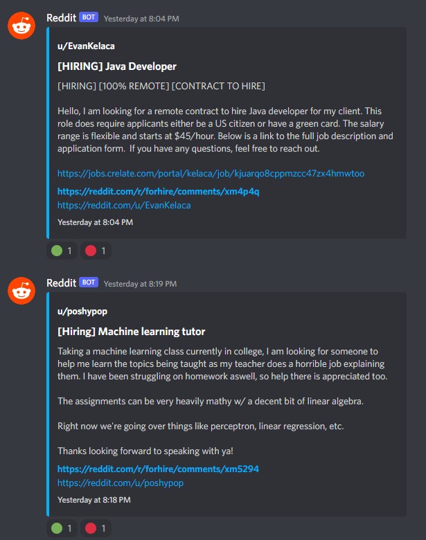 Discord bot for managing r/forhire posts